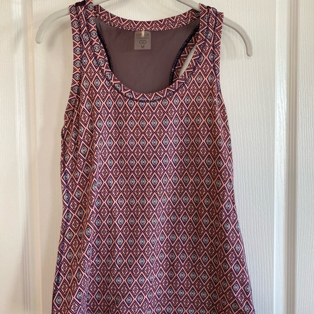 CALIA by Carrie Underwood Pink and Navy Geometric Tank Top